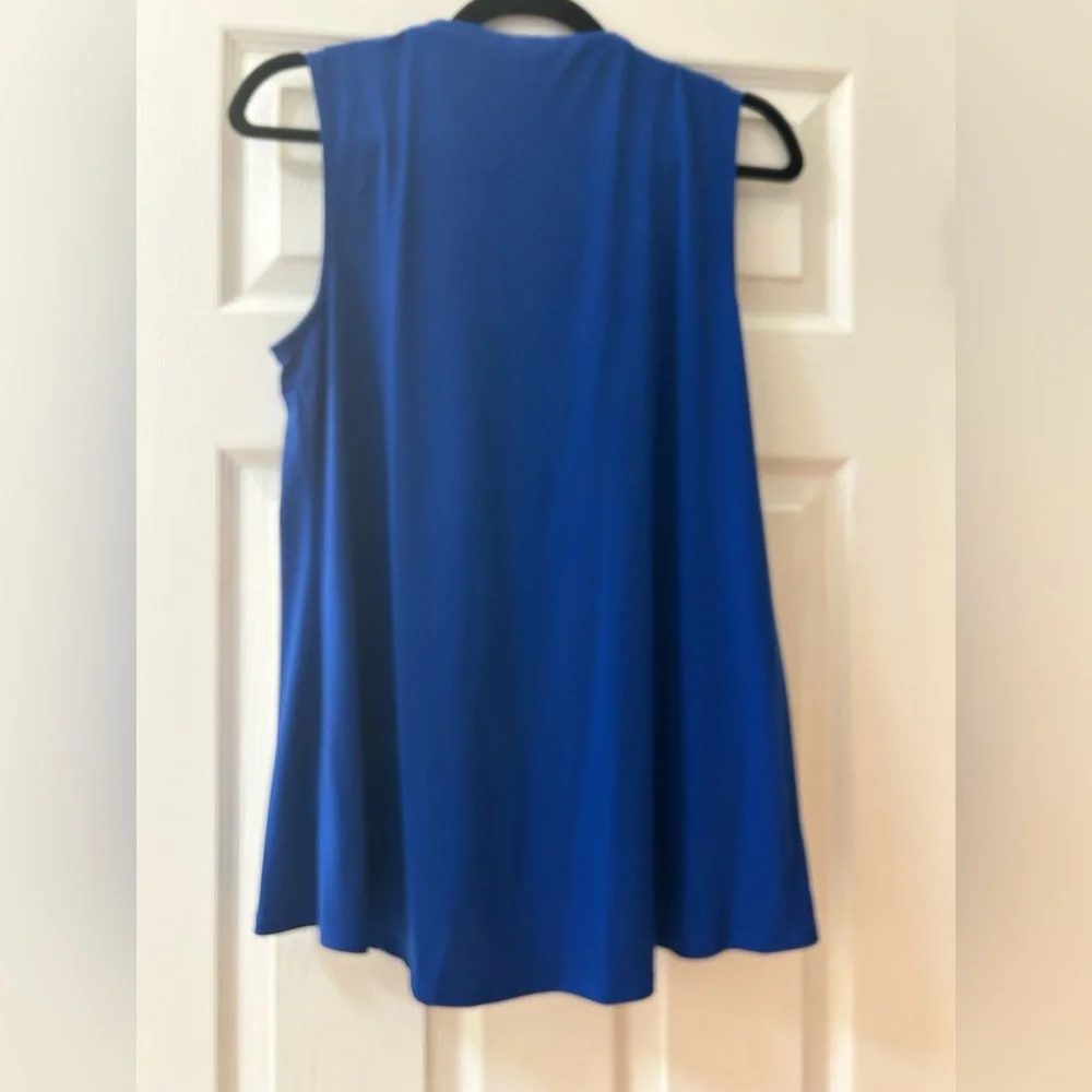 Talia  Royal Blue Sleeveless Blouse with Gold Details M - Picture 2 of 4